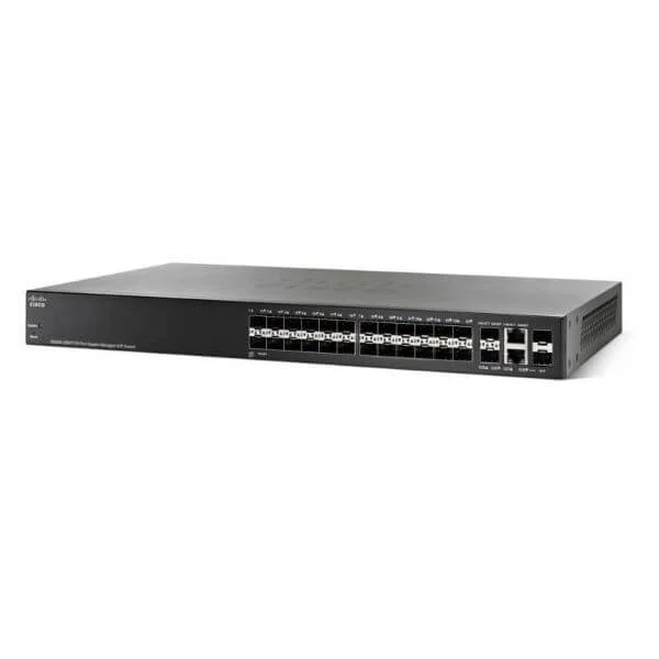 SG350-28SFP | 24 10/100/1000 ports, 2 Gigabit copper/SFP combo + 2 SFP ports