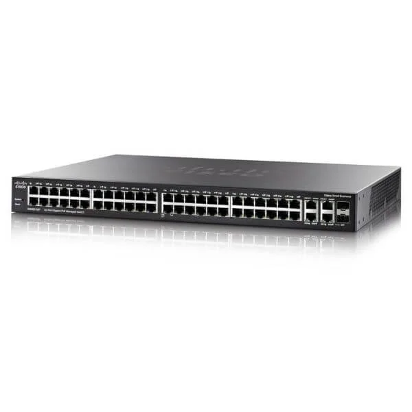 SG350-52P | 48 10/100/1000 ports, 2 Gigabit copper/SFP combo + 2 SFP ports