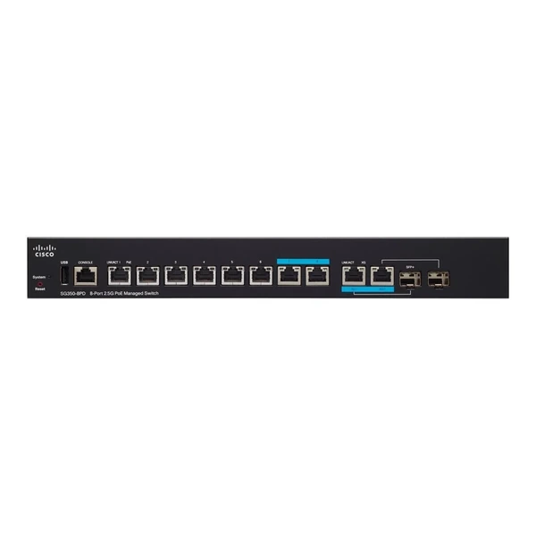 Cisco SG350-8PD-K9-EU 350 8-Port Multigigabit PoE+ Desktop Switch, 2x10G Combo Uplinks