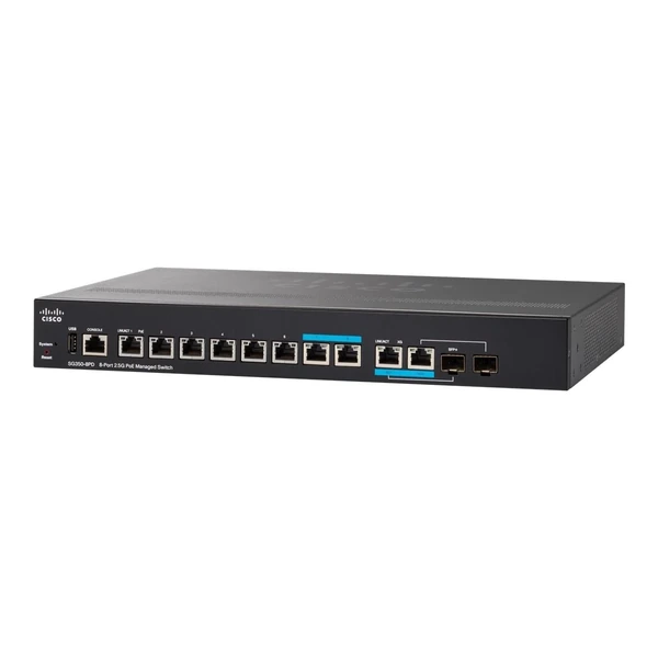 Cisco SG350-8PD-K9-UK 350 8-Port Multigigabit PoE+ Desktop Switch, 2x10G Combo Uplinks