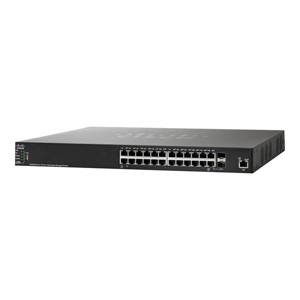 Cisco SG350X-24P-K9-NA 350X 24-Port Gigabit PoE+ Switch, 4x10G Uplinks