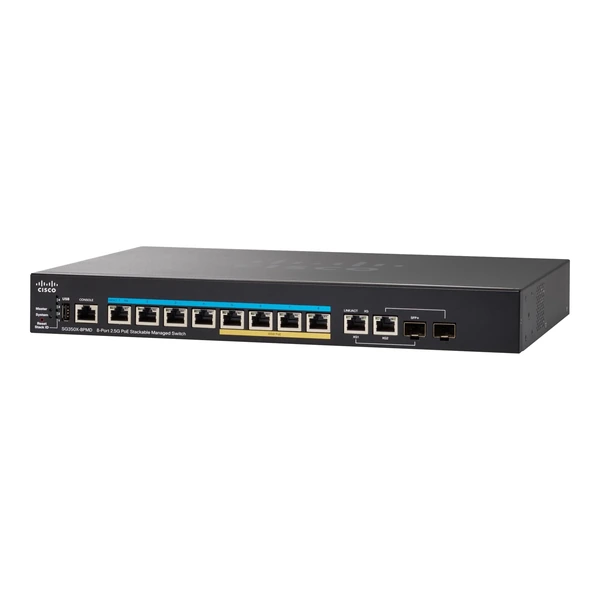 Cisco SG350X-8PMD-K9-NA 350X 8-Port 2.5G PoE+ Desktop Switch, 2x10G Combo Uplinks