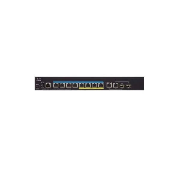 SG350X-8PMD | 8 x 10/100/1000/2500 PoE+ ports with 240W power budget, 2 x 10GBase-T/SFP+ combo