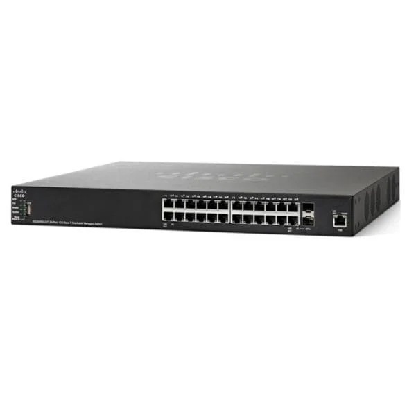 SG550XG-24T | 24 x 10 Gigabit Ethernet 10GBase-T copper port, 2 x 10 Gigabit Ethernet SFP+ (combo with 2 copper ports), 1 x Gigabit Ethernet management port