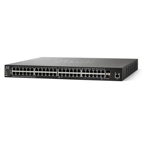 SG550XG-48T | 48 x 10 Gigabit Ethernet 10GBase-T copper port, 2 x 10 Gigabit Ethernet SFP+ (combo with 2 copper ports), 1 x Gigabit Ethernet management port