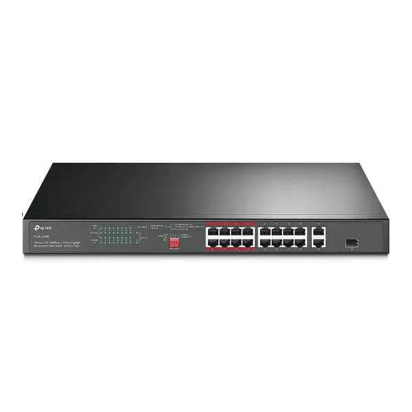 TL-SL1218P | 16-Port10/100Mbps+2-PortGigabitRackmountPoESwitchwith16-PortPoE+-FastEthernet(10/100)-PoweroverEthernet(PoE)-Rackmounting TL-SL1218P | 16-Port10/100Mbps+2-PortGigabitRackmountPoESwitchwith16-PortPoE+-FastEthernet(10/100)-PoweroverEthernet(PoE)-Rackmounting