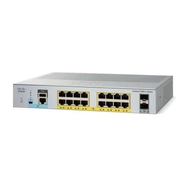 Cisco WS-C2960L-16PS-LL Catalyst 2960-L 16-Port Gigabit PoE+ Desktop Switch, 2x1G Uplinks, LAN Lite