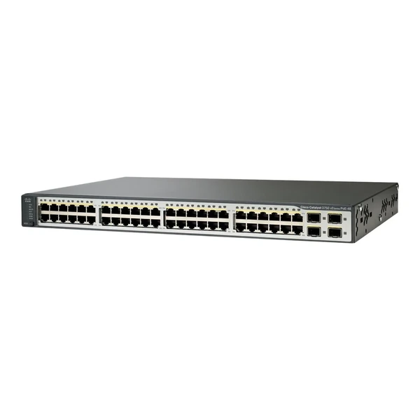 ws-c3750v2-48ps-e cisco ws-c3750v2-48ps-e catalyst 3750 v2 48-port fast ethernet poe switch, 4x1g uplinks, ip services